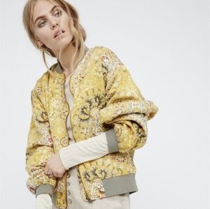 Free People Daytrip Paisley Boho Bomber Festival Jacket Size Large